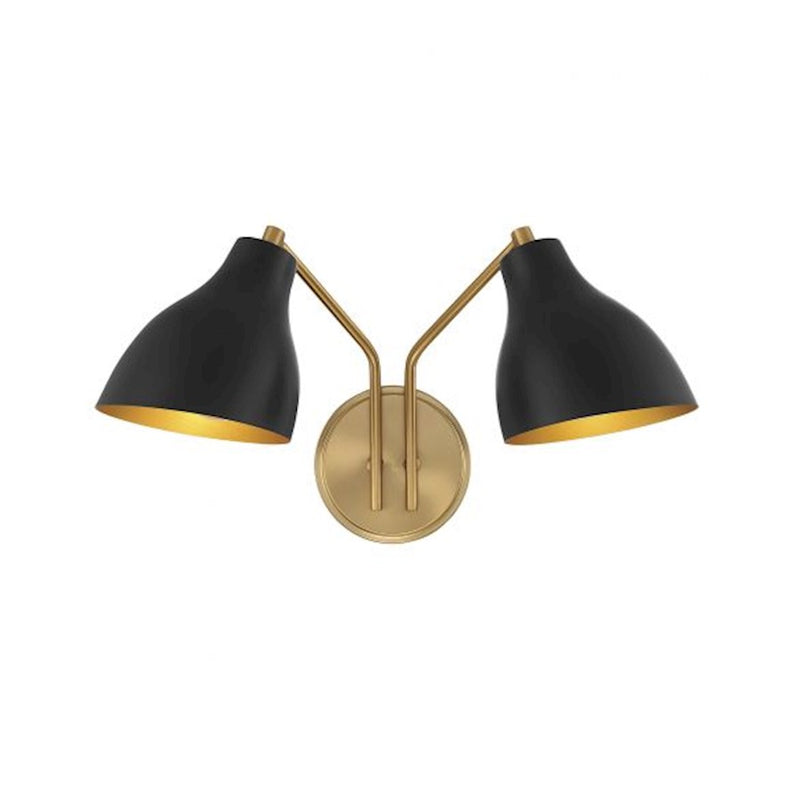 Savoy House 2-Light 9.6" Wall Sconce, Matte Black/Natural Brass