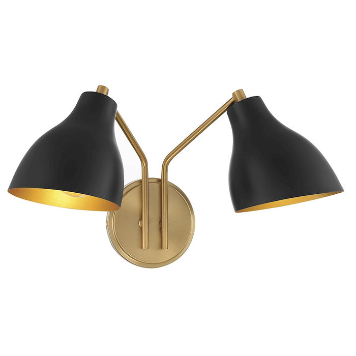 Savoy House 2-Light 9.6" Wall Sconce, Matte Black/Natural Brass