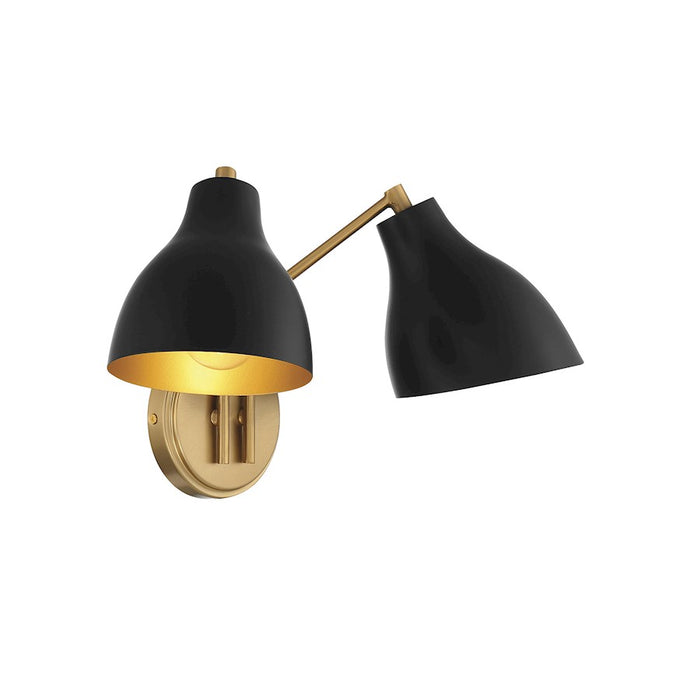 Savoy House 2-Light 9.6" Wall Sconce, Matte Black/Natural Brass