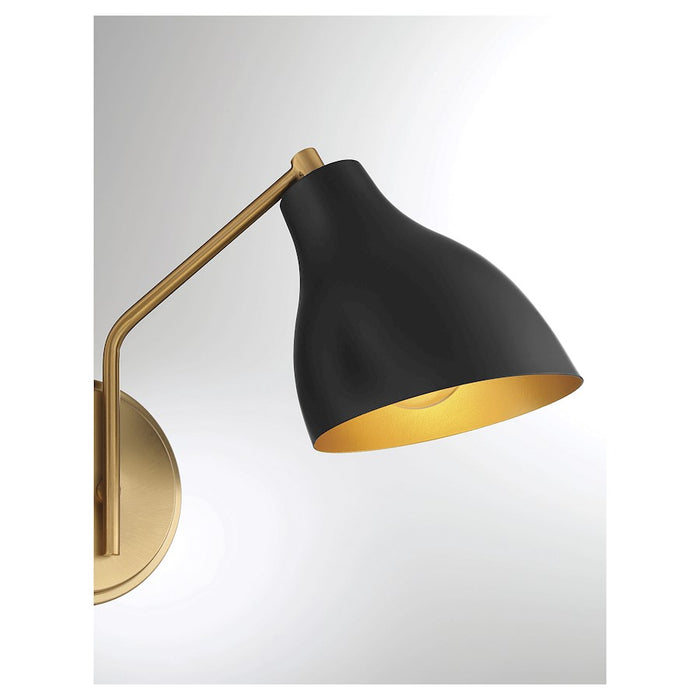 Savoy House 2-Light 9.6" Wall Sconce, Matte Black/Natural Brass