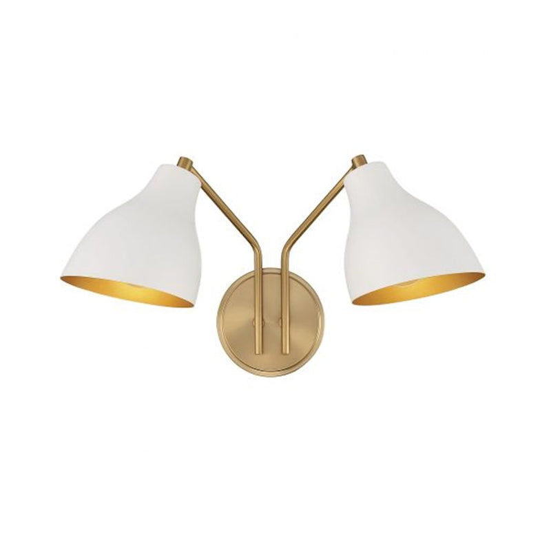 Savoy House 2-Light 9.6" Wall Sconce, White/Natural Brass