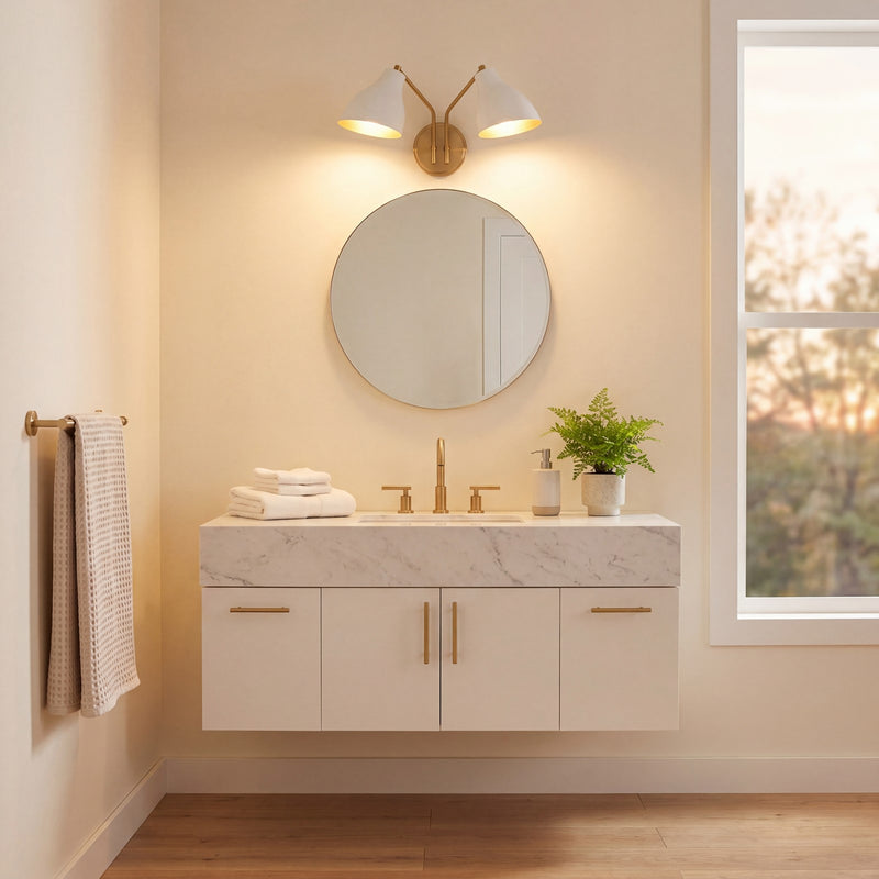 Savoy House 2-Light 9.6" Wall Sconce, White/Natural Brass