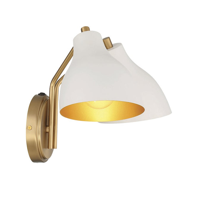 Savoy House 2-Light 9.6" Wall Sconce, White/Natural Brass