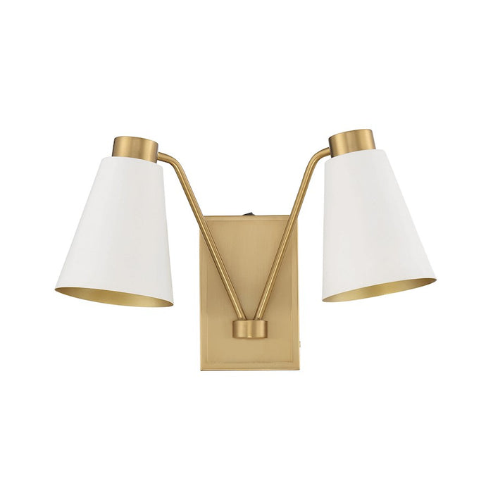 Savoy House 2-Light 11" Wall Sconce, White/Natural Brass