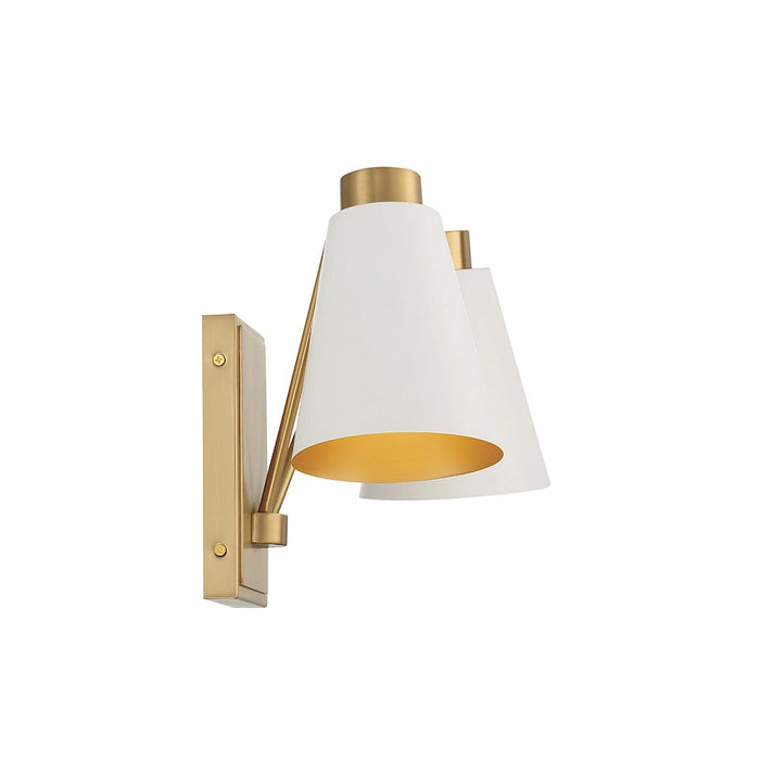 Savoy House 2-Light 11" Wall Sconce, White/Natural Brass