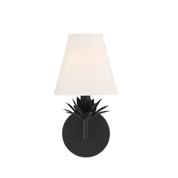 Savoy House 1-Light 12" Wall Sconce, Matte Black/White Linen