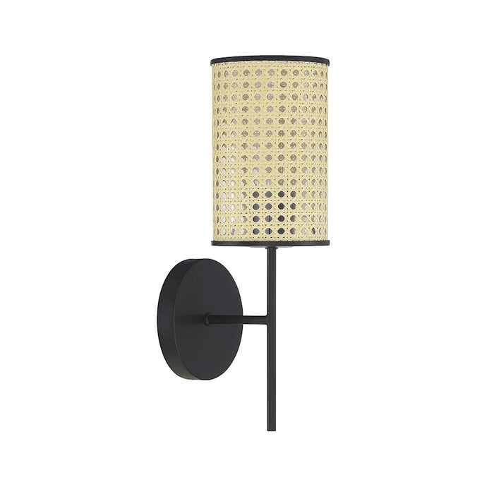 Savoy House 1-Light 5" Wall Sconce, Matte Black/Cane