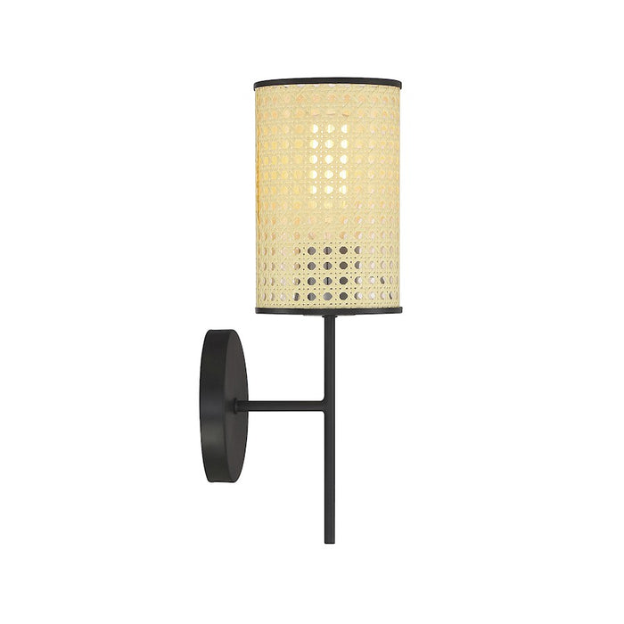 Savoy House 1-Light 5" Wall Sconce, Matte Black/Cane