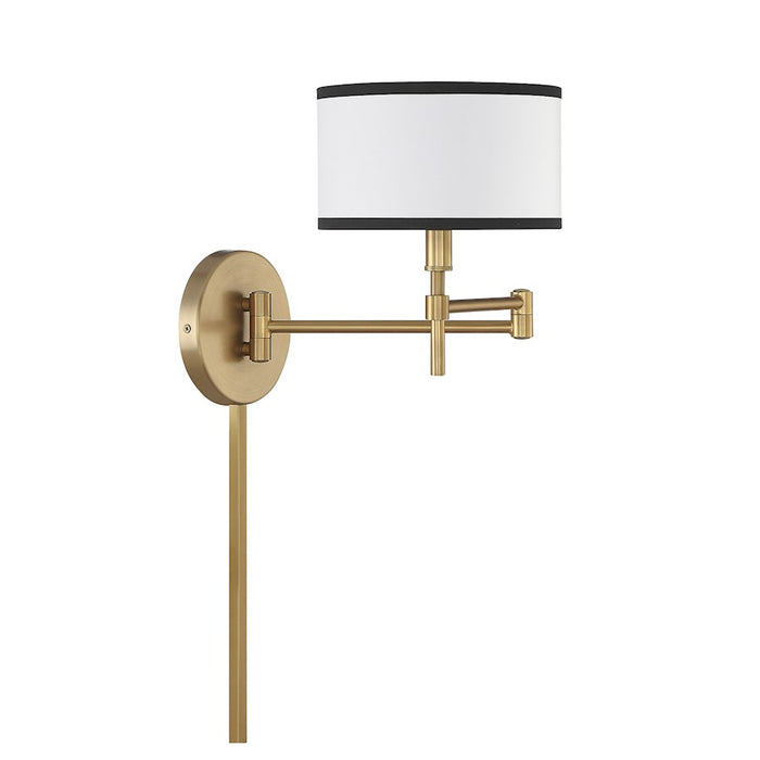 Savoy House 1-Light 8" Wall Sconce, Natural Brass/White/Black