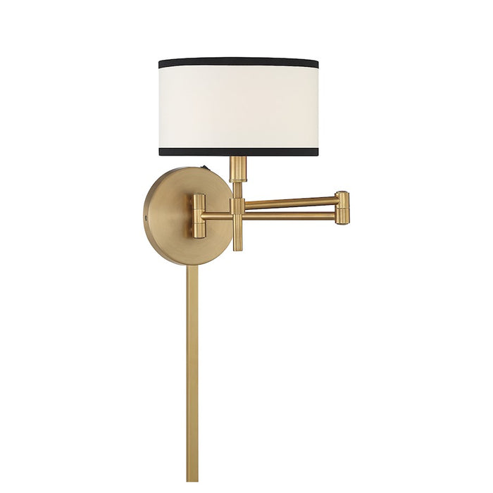 Savoy House 1-Light 8" Wall Sconce, Natural Brass/White/Black