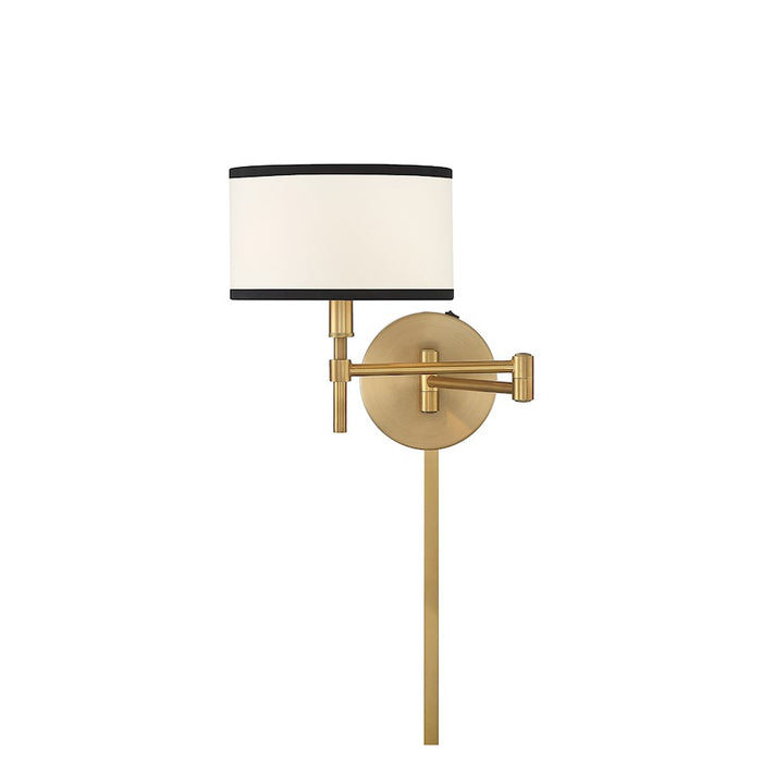 Savoy House 1-Light 8" Wall Sconce, Natural Brass/White/Black