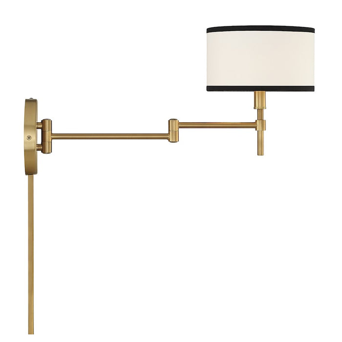 Savoy House 1-Light 8" Wall Sconce, Natural Brass/White/Black