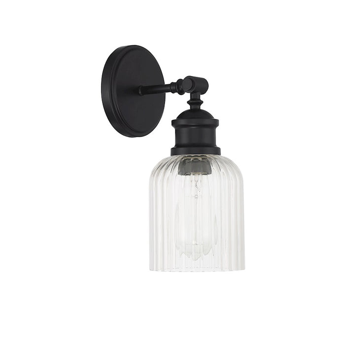 Meridian Vintage 1 Light Wall Sconce, Clear Ribbed