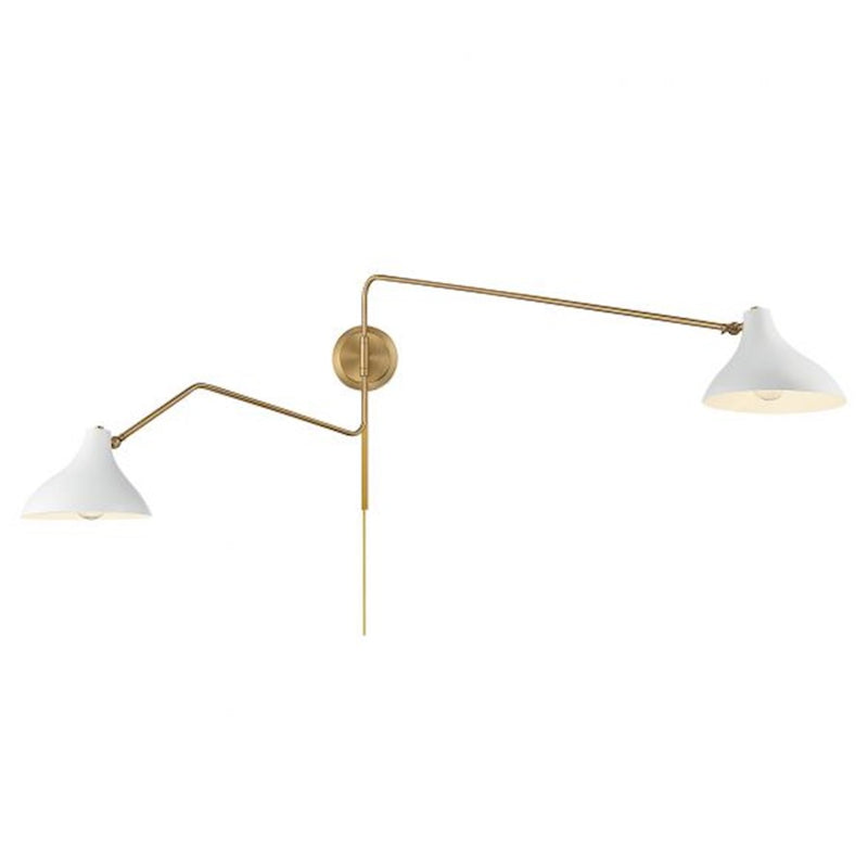 Savoy House 2-Light 21" Wall Sconce, White/Natural Brass