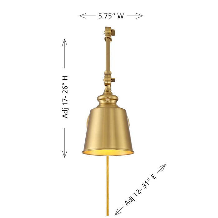 Savoy House Meridian 1Lt Adjustable Wall Sconce, Brass/Set of 2