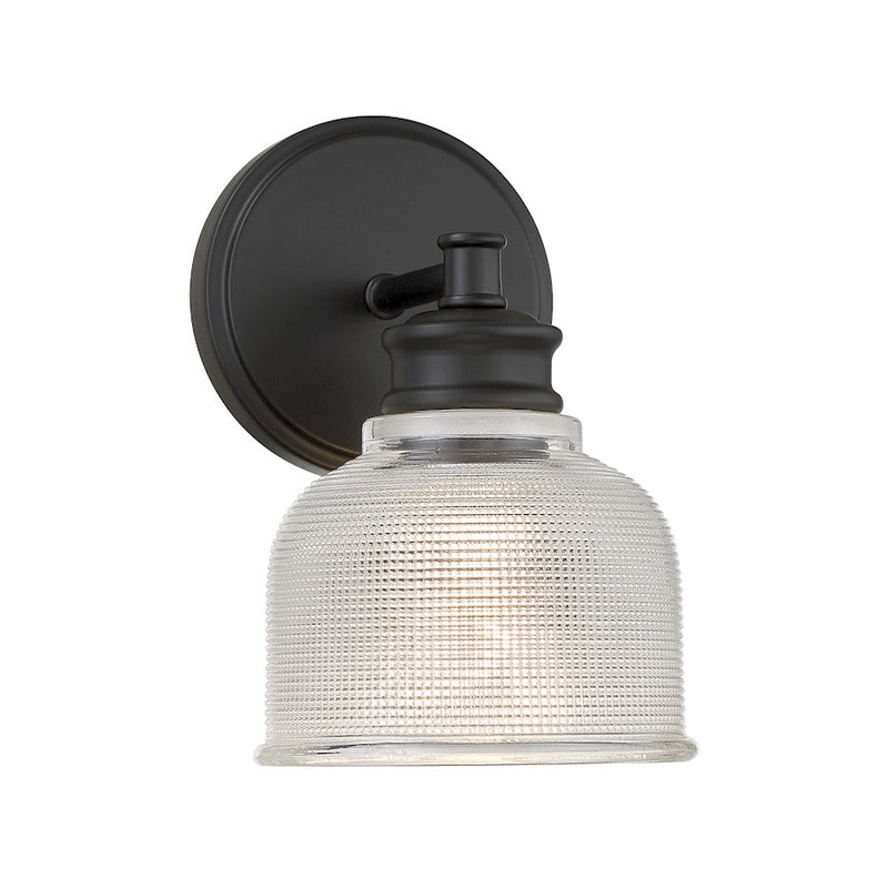 Savoy House 1-Light 5" Wall Sconce, Matte Black/Halophane