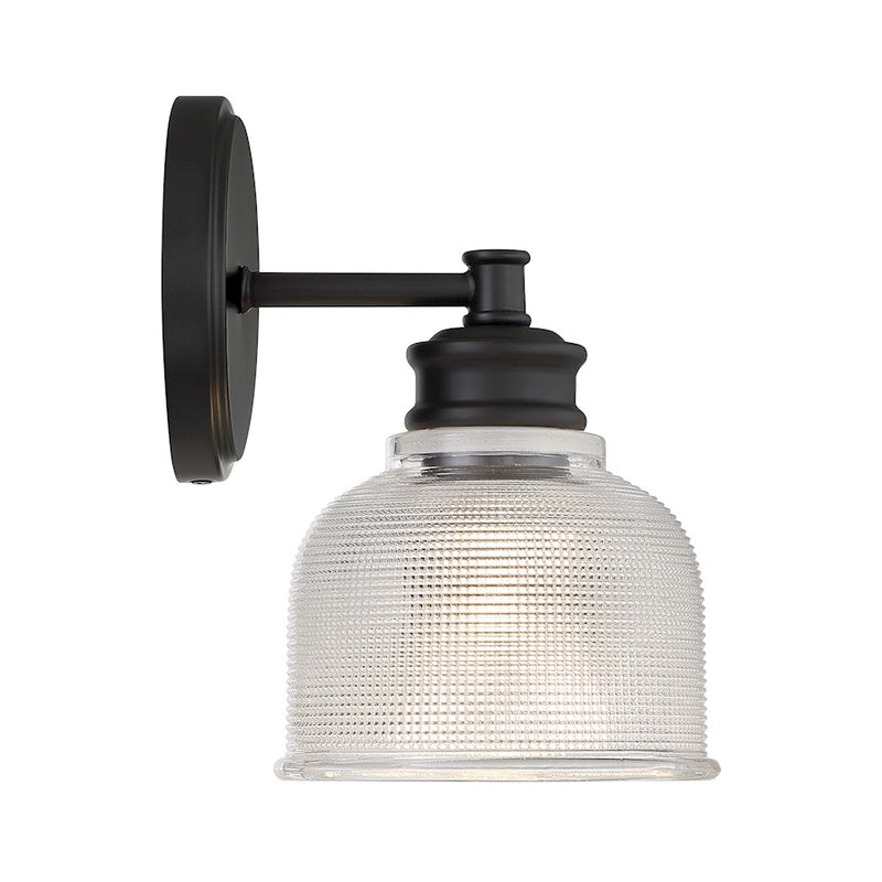 Savoy House 1-Light 5" Wall Sconce, Matte Black/Halophane