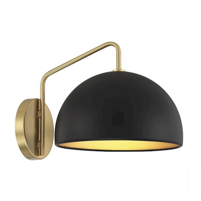 Savoy House 1-Light 10" Wall Sconce, Matte Black/Natural Brass - M90094MBKNB