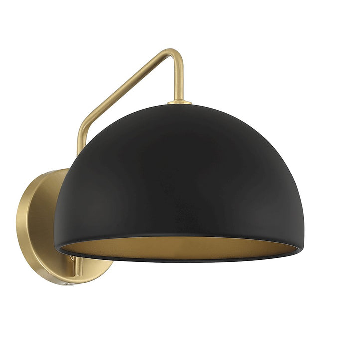 Savoy House 1-Light 10" Wall Sconce, Matte Black/Natural Brass