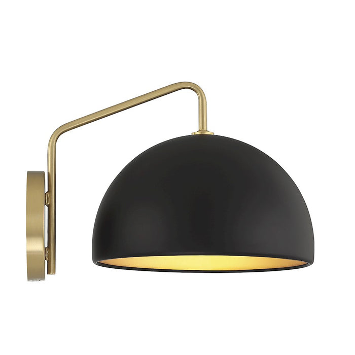 Savoy House 1-Light 10" Wall Sconce, Matte Black/Natural Brass