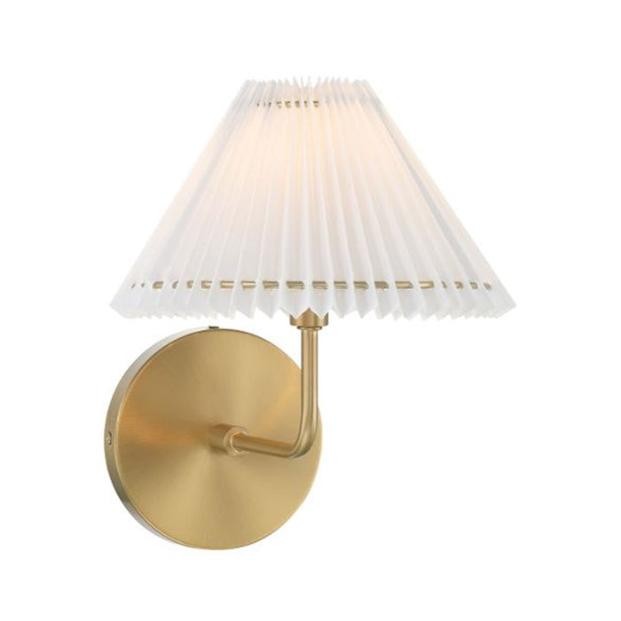 Savoy House 1-Light 11" Wall Sconce, Natural Brass/White Pleated - M90105NB