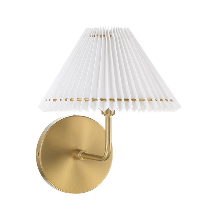 Savoy House 1-Light 11" Wall Sconce, Natural Brass/White Pleated