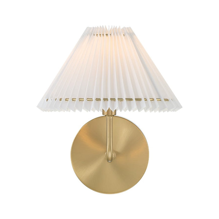 Savoy House 1-Light 11" Wall Sconce, Natural Brass/White Pleated