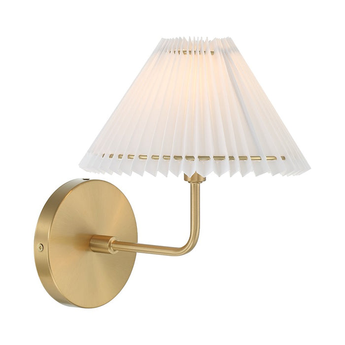 Savoy House 1-Light 11" Wall Sconce, Natural Brass/White Pleated