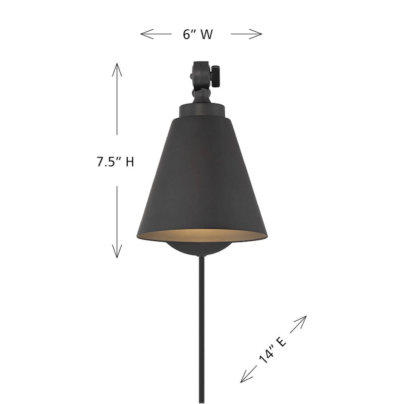 Savoy House Meridian 1Lt 8" Wall Sconce, Black/Set of 2