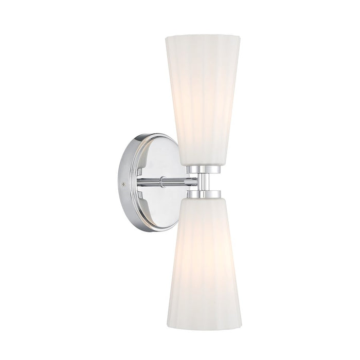 Savoy House Meridian 2Lt Wall Sconce, Chrome/White Fluted - M90109CH