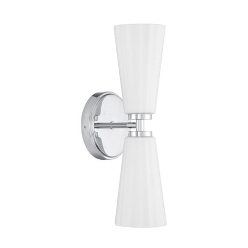 Savoy House Meridian 2Lt Wall Sconce, Chrome/White Fluted