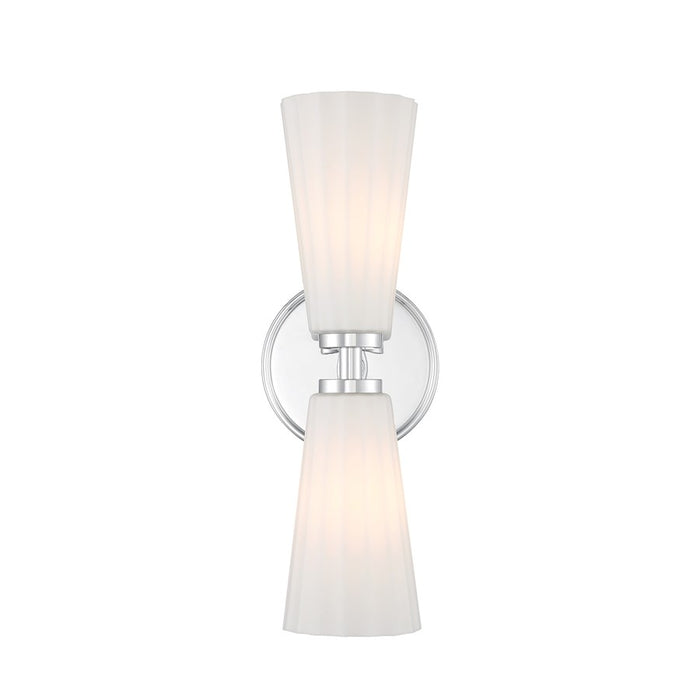 Savoy House Meridian 2Lt Wall Sconce, Chrome/White Fluted