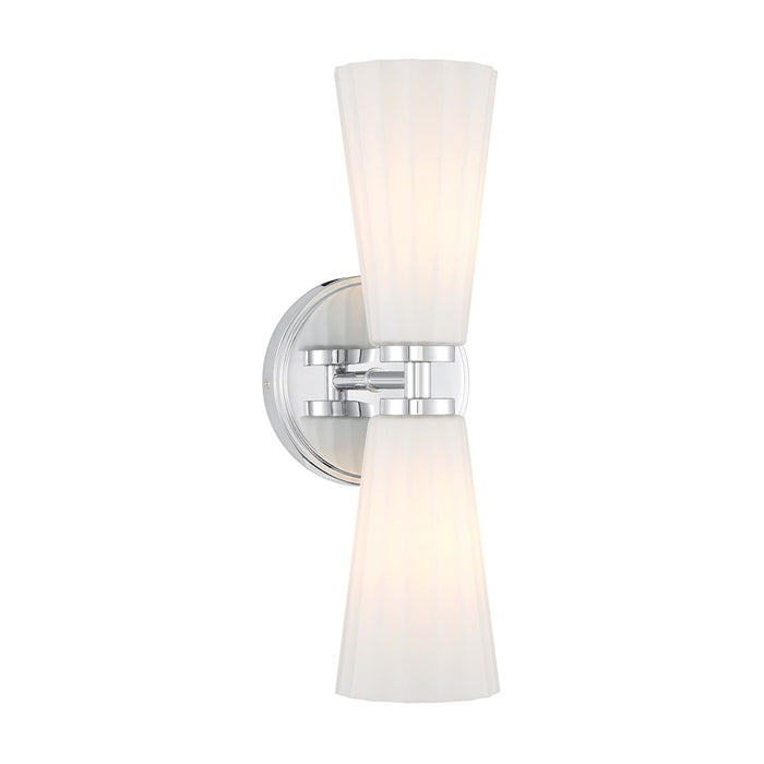 Savoy House Meridian 2Lt Wall Sconce, Chrome/White Fluted