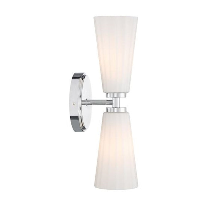 Savoy House Meridian 2Lt Wall Sconce, Chrome/White Fluted