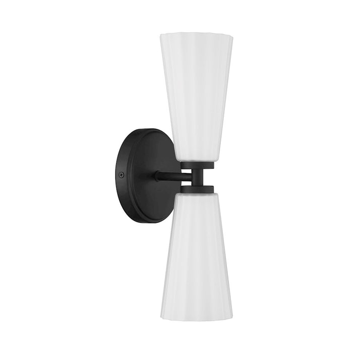 Savoy House Meridian 2Lt Wall Sconce, Black/White Fluted