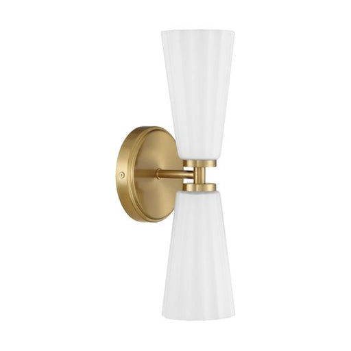 Savoy House Meridian 2Lt Wall Sconce, Natural Brass/White Fluted