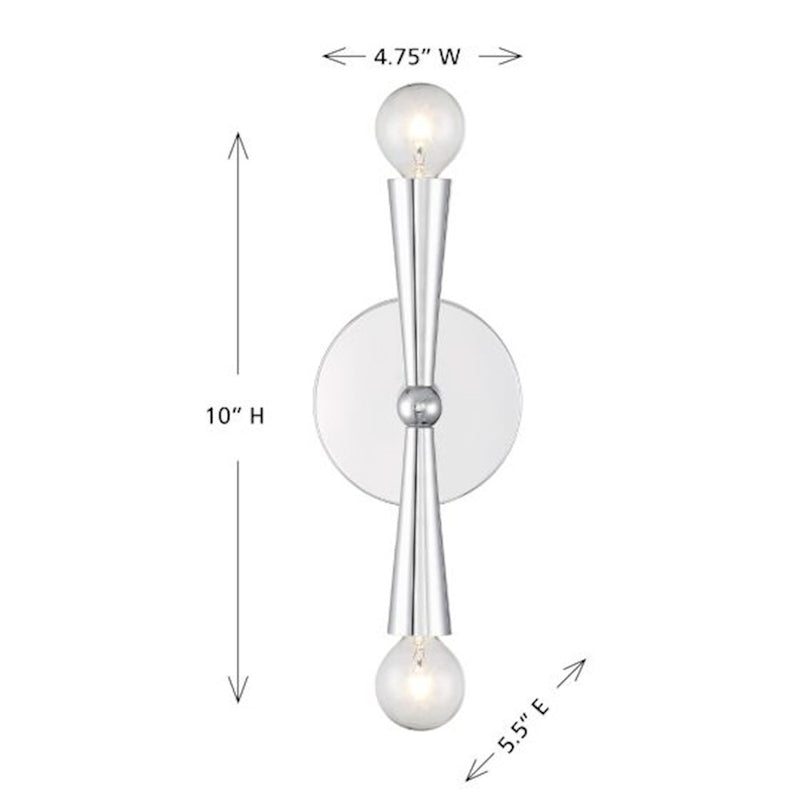 Savoy House Meridian 2Lt Wall Sconce, Chrome