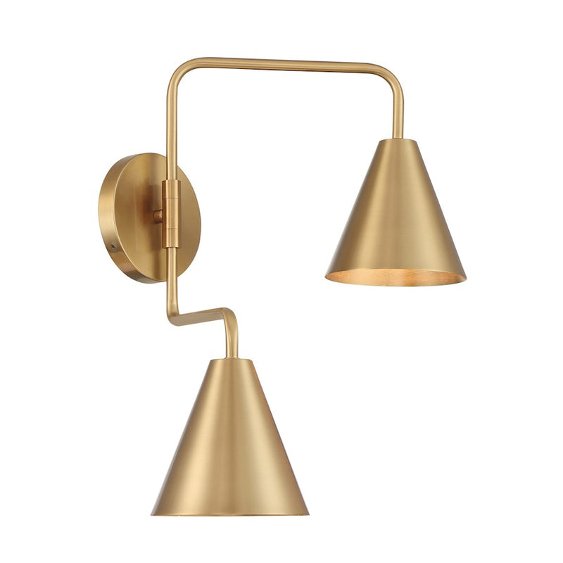Savoy House Meridian 2Lt Adjustable Wall Sconce, Natural Brass