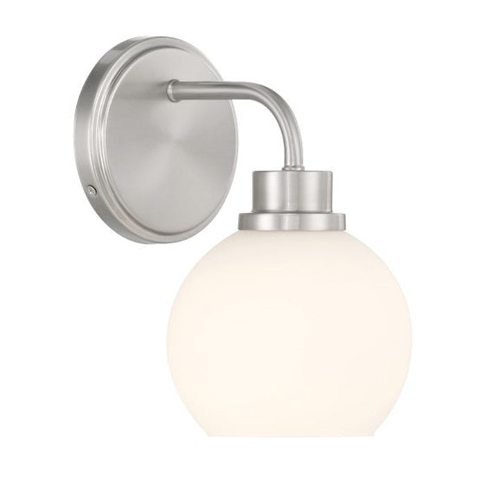 Savoy House Meridian 1Lt Wall Sconce, Brushed Nickel/White Opal - M90112BN