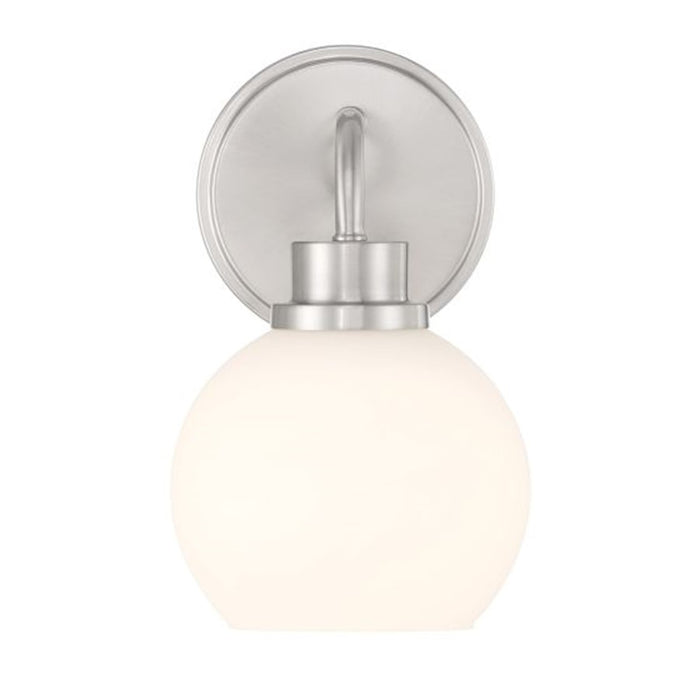 Savoy House Meridian 1Lt Wall Sconce, Brushed Nickel/White Opal