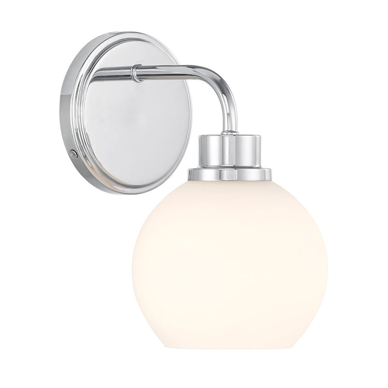 Savoy House Meridian 1Lt Wall Sconce, Chrome/White Opal