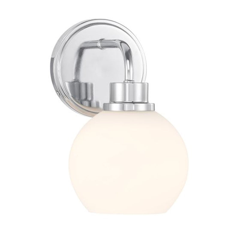 Savoy House Meridian 1Lt Wall Sconce, Chrome/White Opal
