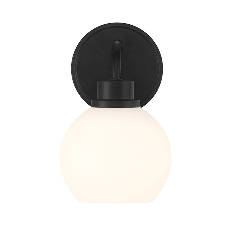 Savoy House Meridian 1Lt Wall Sconce, Black/White Opal