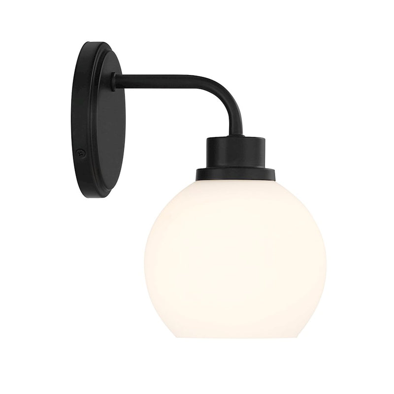 Savoy House Meridian 1Lt Wall Sconce, Black/White Opal