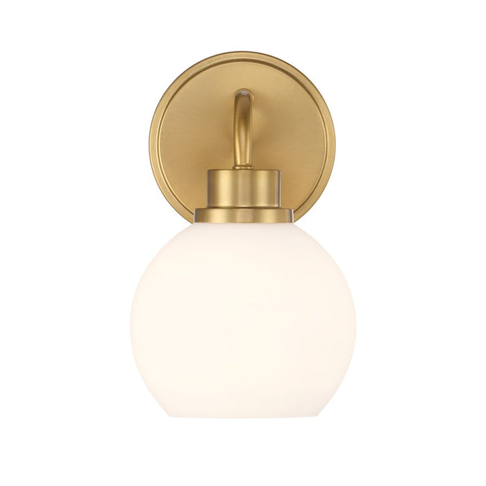 Savoy House Meridian 1Lt Wall Sconce, Natural Brass/White Opal