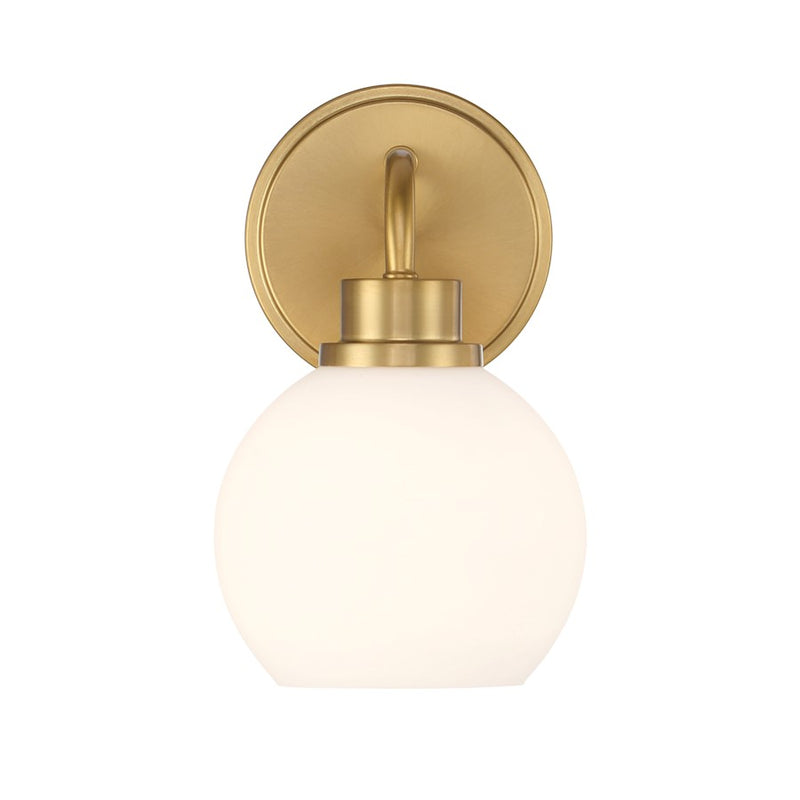 Savoy House Meridian 1Lt Wall Sconce, Natural Brass/White Opal