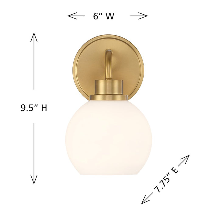 Savoy House Meridian 1Lt Wall Sconce, Natural Brass/White Opal