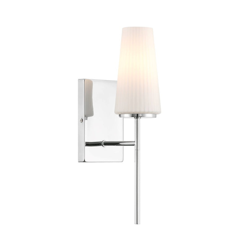 Savoy House Meridian 1Lt Wall Sconce, Chrome/Fluted White Opal
