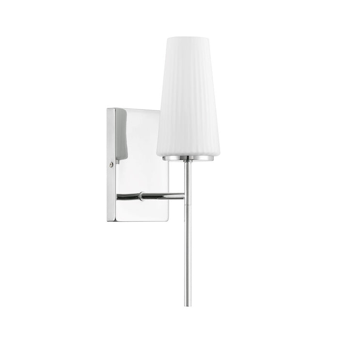 Savoy House Meridian 1Lt Wall Sconce, Chrome/Fluted White Opal