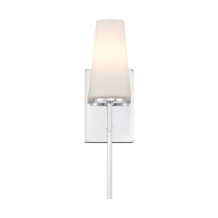 Savoy House Meridian 1Lt Wall Sconce, Chrome/Fluted White Opal